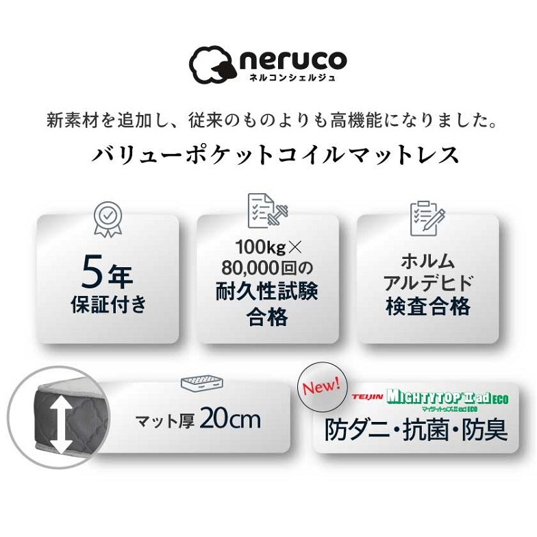 高密度ポケットコイルマットレスクイーン 日本人の体格、環境を考慮 マットレス ベッドコンシェルジュ