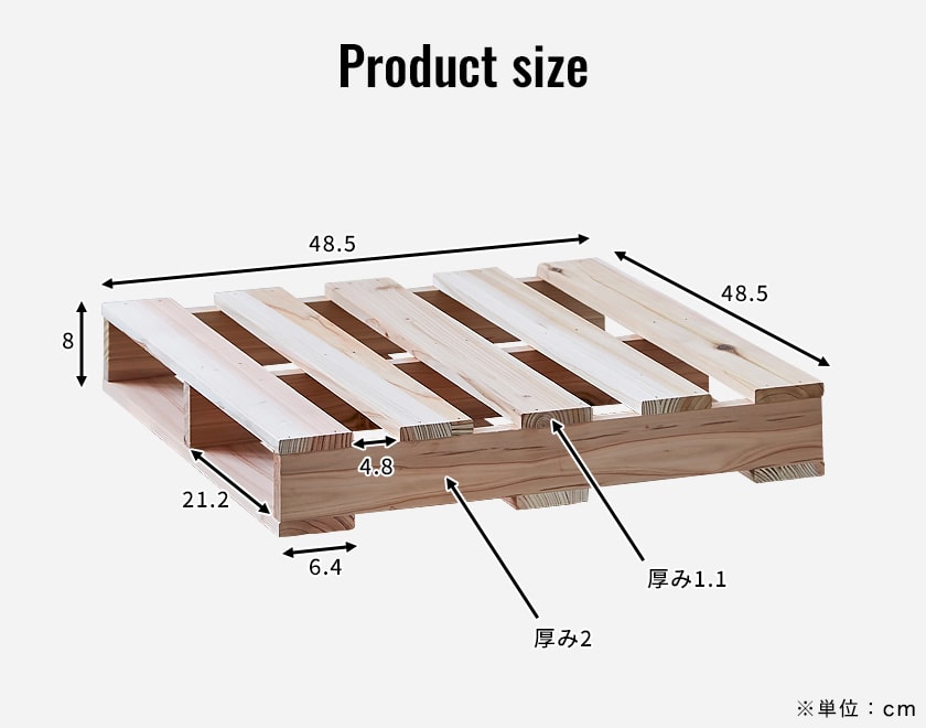 木製パレット すのこ 約48.5㎝×48.5㎝×8㎝ 一枚追加し計3枚。 木製パレット すのこ 約48.5㎝×48.5㎝×8㎝ 一枚追加し