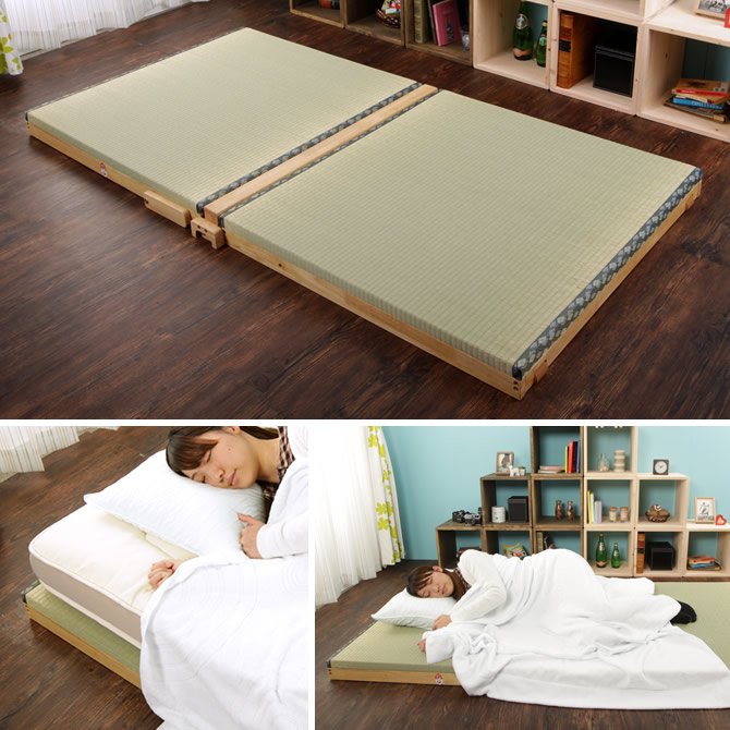 折りたたみ畳ベッド 畳マット シングル 折り畳みスプリング付 日本製 