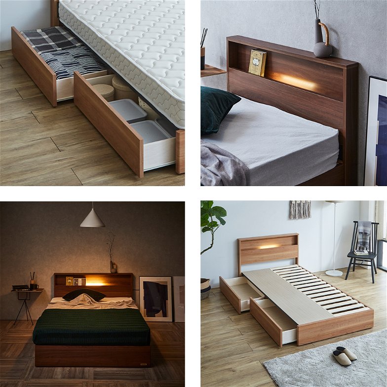 収納ベッド ベッド シングル フランスベッド 引き出し 棚 コンセント 収納 LED照明 すのこ 日本製 シングル francebed