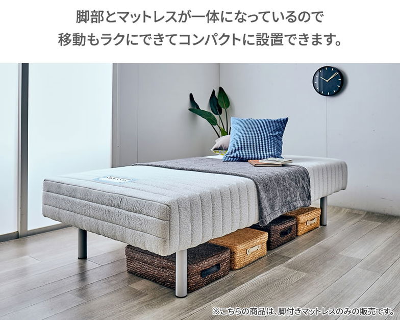 フランスベッド 脚付きマットレス シングル レッグ高さ25cm やや硬め 高密度連続スプリングマットレス マルチラスハード 一体型ベッド 【受注生産品】