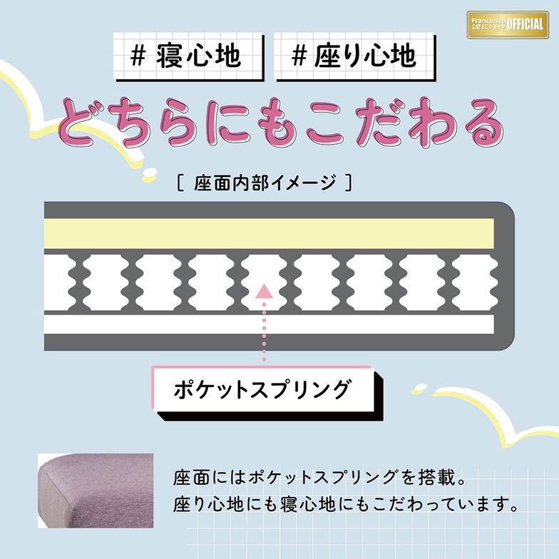 ソファベッド レジーファ3 フランスベッド ソファ 三人掛け ファブリック FRANCEBED Regifa3 ポケットスプリング 197cm 寝心地 座り心地