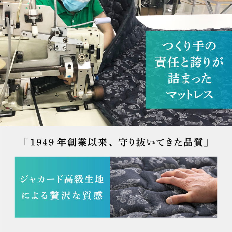 フランスベッド マットレス セミダブル 20cm厚 寝返りしやすい 通気性良い 防ダニ 抗菌 防臭 高密度連続スプリングマットレス