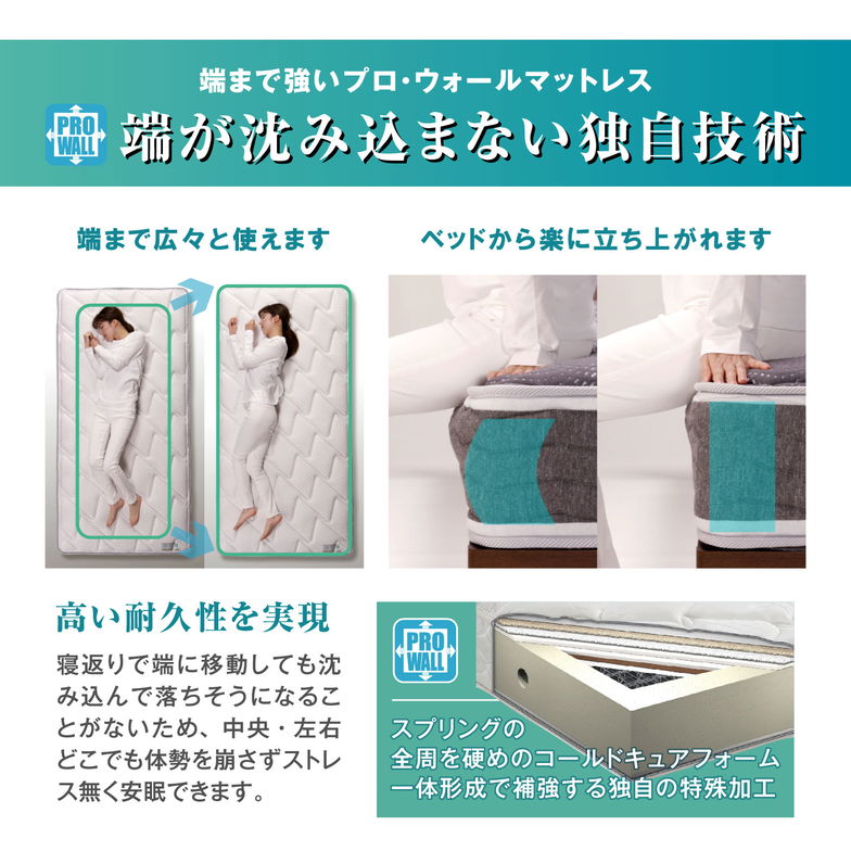 フランスベッド マットレス セミシングル 24cm厚 寝返りしやすい キュリエスAg 銀イオン 通気性良い 防ダニ 抗菌 防臭