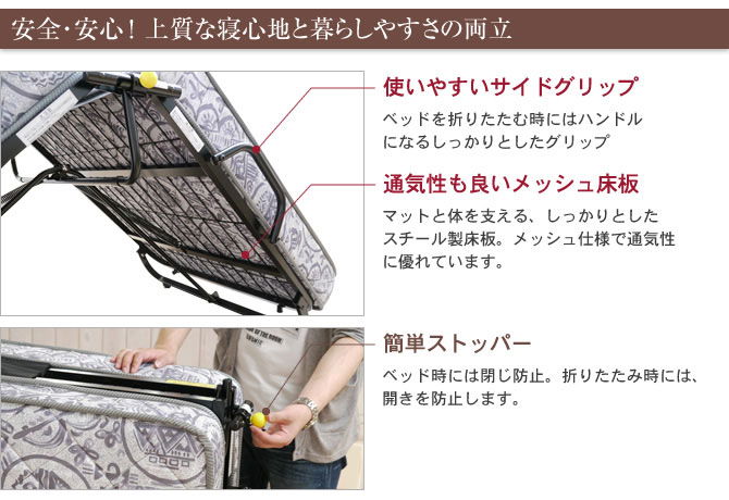 フランスベッド 折りたたみベッド シングル NEWパンテオン(山折り式)キャスター付 マルチラススーパースプリングマットレス仕様(2年保証) パンテオンN71 【受注生産品】