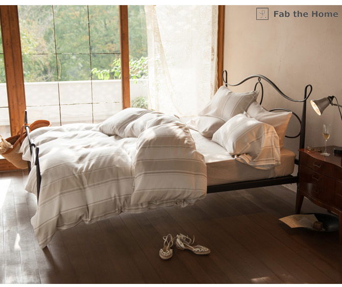 枕カバー 43×60cm ワッフル織りの心地良いストライプ・ シックストライプ(Chic stripe) Fab the Home
