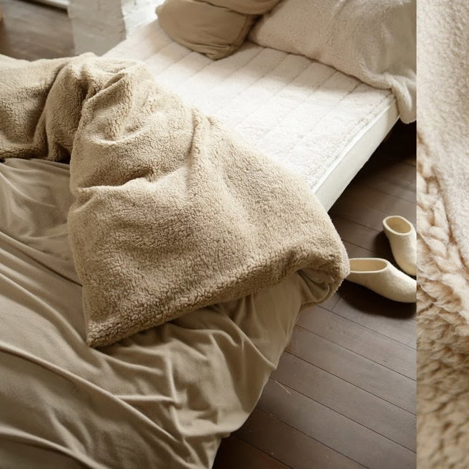 掛け布団カバー シングル シープ調ボアとフリースのコンビネーション