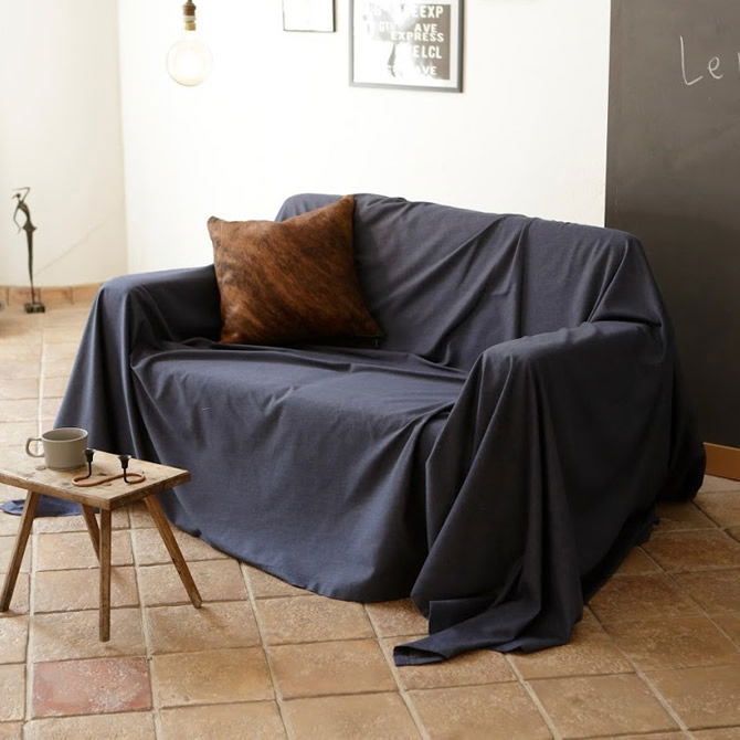 マルチカバー L ベッドスプレッド ライトデニム Fab the Home