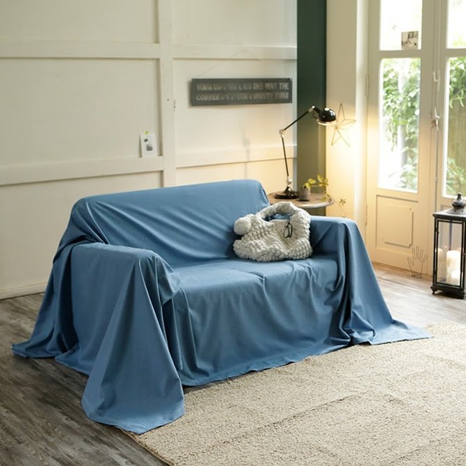 マルチカバー L ベッドスプレッド ライトデニム  Fab the Home