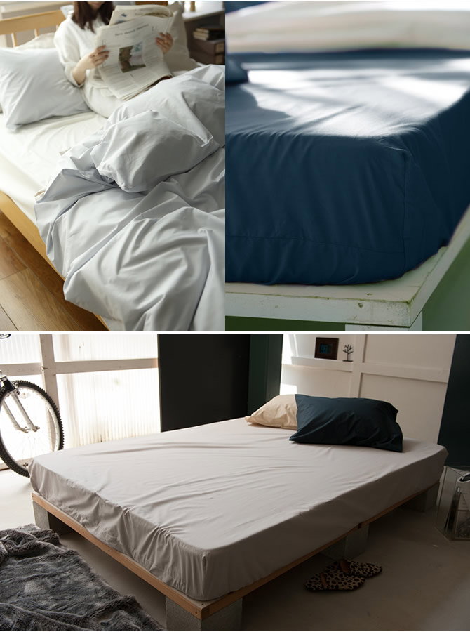 セミダブルベッド&ベッドフレーム　ボックスシーツ付き Fab the Home BOXシーツ セミダブルサイズ 120×200×30cm Fine Cotton