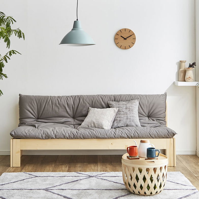 伸長式ソファベッド 2way 木製伸長式ベッド シングル 天然木 すのこベッド フレームスライドで簡単伸張 パイン材 伸縮式木製ベッド フレームのみ マット別売 【大型家具配送】