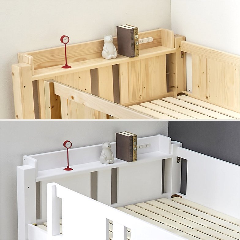 木製ロフトベッド レギュラーサイズ  北欧パイン材 コンセント2口付 ロフトベッド ミドルタイプ 木製 はしご