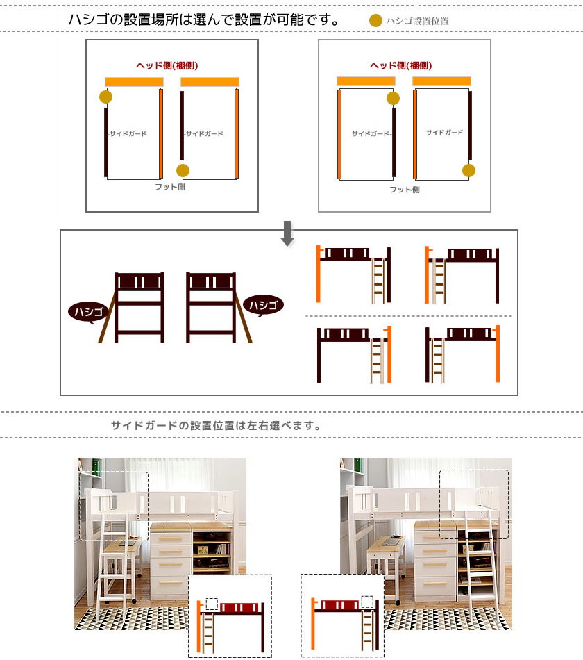 木製ロフトベッド ショートサイズ 北欧パイン材 コンセント2口付