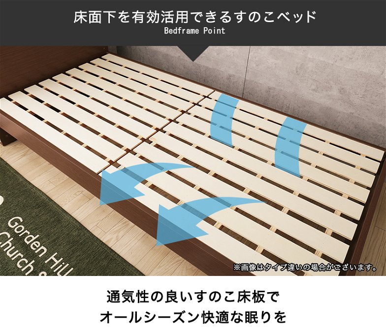 すのこベッド シングル 木製 ベッドフレームのみ パネル型 すのこ ミドル 耐荷重150kg すのこベッド 木製 シングルベッド