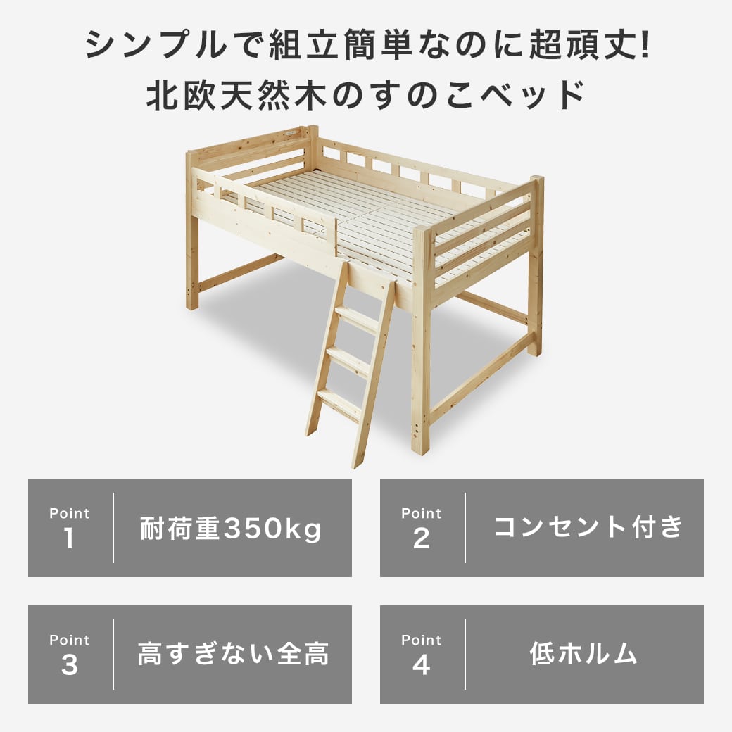 ロフトベッド ロータイプ カティ ベッドフレーム シングル 木製