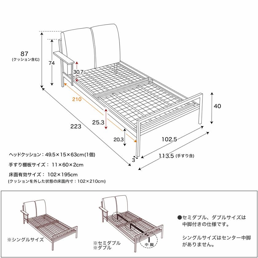 Cordy シングル ファブリックベッド アイアンベッド 手すり ポケットコイルマットレス付き コーデュロイ|シングルサイズ S bed 布張 |  ベッド・マットレス通販専門店 ネルコンシェルジュ neruco