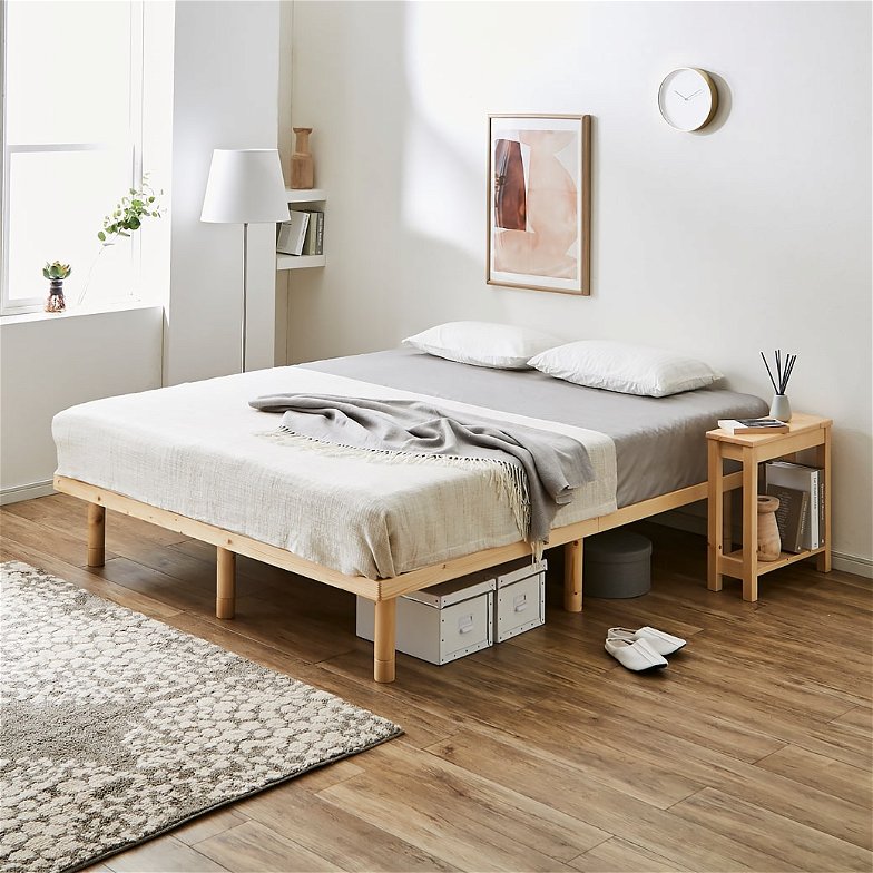 すのこベッド クイーン 木製ベッド フレームのみ ベッドフレーム ローベッド 高さ調整 組立簡単 ヘッドレス 一人暮らし 北欧 バノン