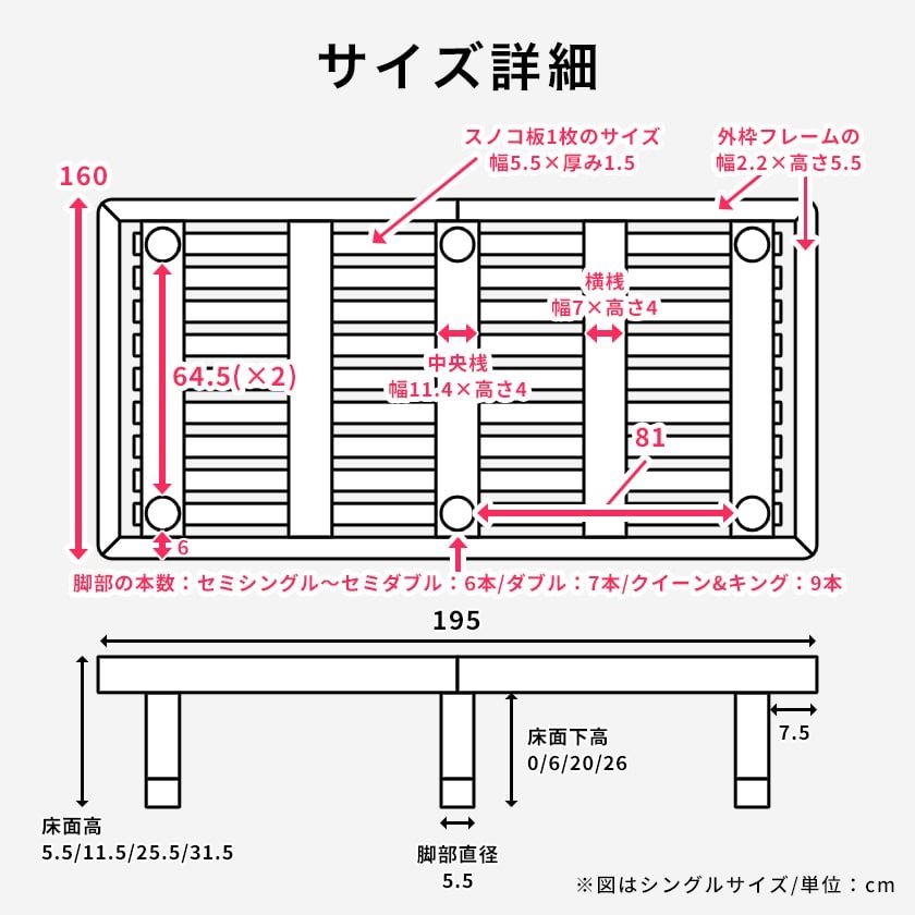 すのこベッド クイーン 木製ベッド フレームのみ ベッドフレーム ...