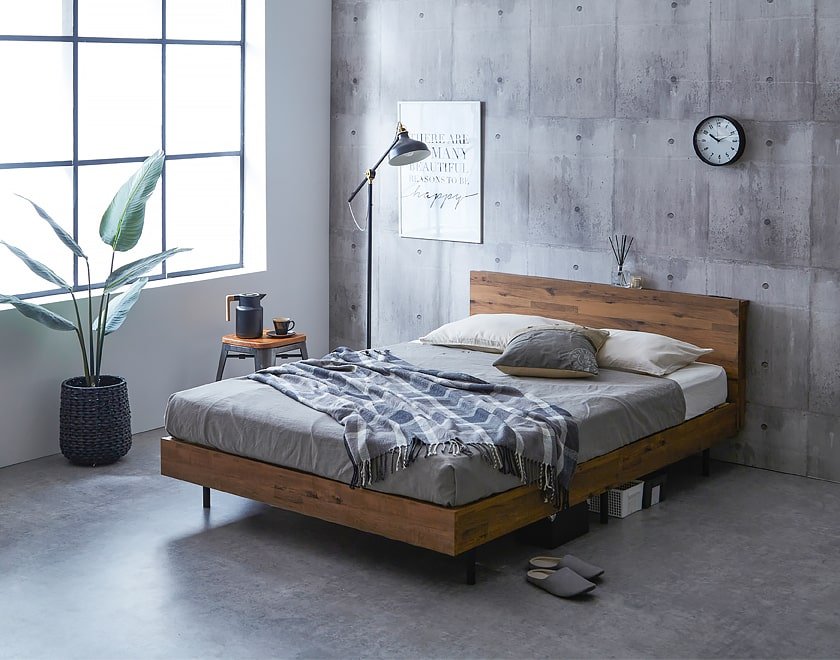 棚付きベッド すのこベッド ベッドフレームのみ ダブル 木製 