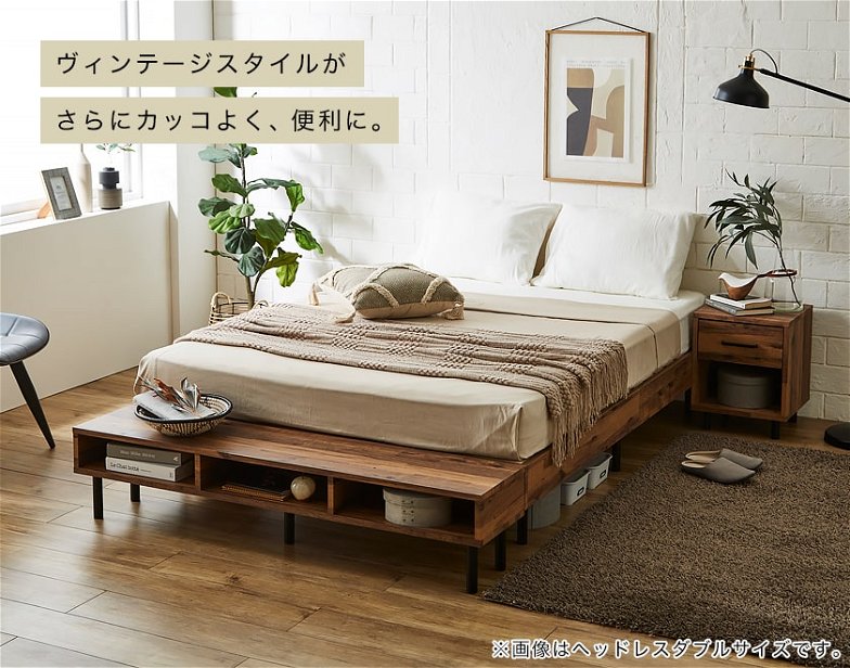 棚付きベッド すのこベッド 厚さ15cmポケットコイルマットレスセット セミダブル 木製 コンセント ベッド おしゃれ すのこベッド