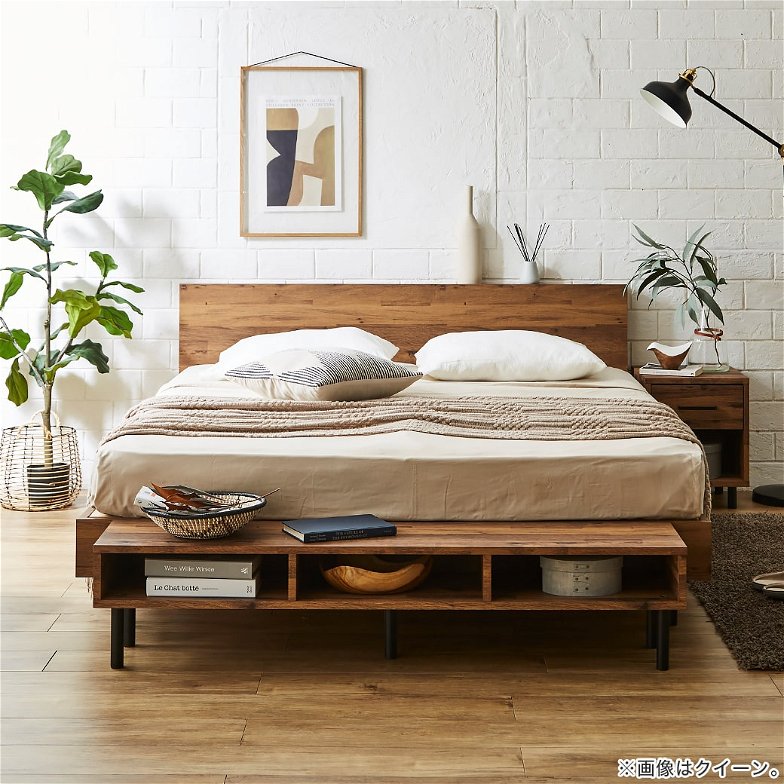 棚付きベッド すのこベッド 厚さ15cmポケットコイルマットレスセット ダブル 木製 コンセント ベッド おしゃれ すのこベッド