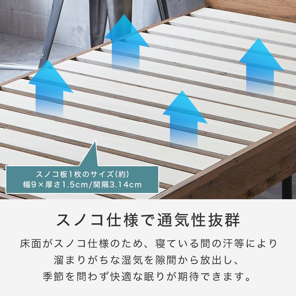 【取引中】すのこベッド＋ポケットコイルマットレス(ダブルベッド)厚み26cm ポイント10倍】棚付きベッド すのこベッド 厚さ15cmポケットコイル