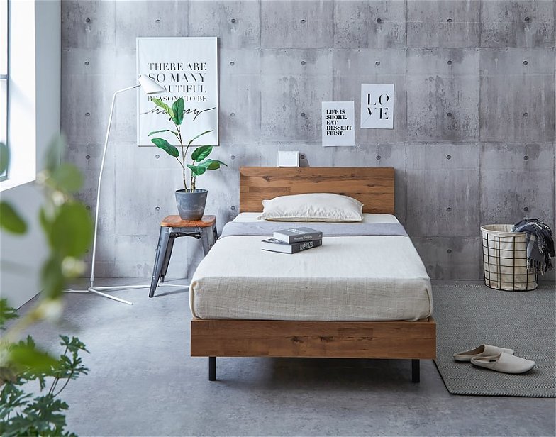【ポイント10倍】棚付きベッド すのこベッド 厚さ20cmポケットコイルマットレスセット シングル 木製 コンセント ベッド おしゃれ すのこベッド