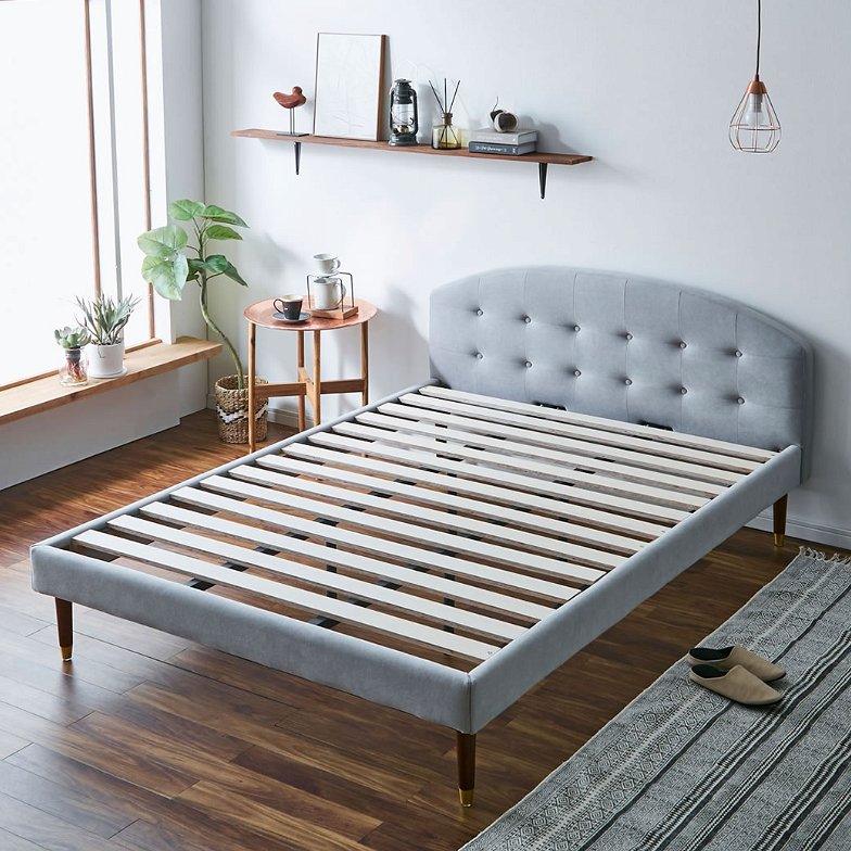 セラ ファブリックベッド ダブル ベッドフレームのみ 木製 すのこ  ベッド すのこベッド ダブルサイズ ダブルベッド ベッドフレーム