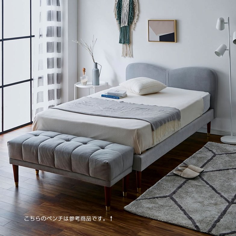 ララ ファブリックベッド シングル ベッドフレームのみ 木製 すのこ  リボンモチーフ Fabric シングルサイズ シングルベッド