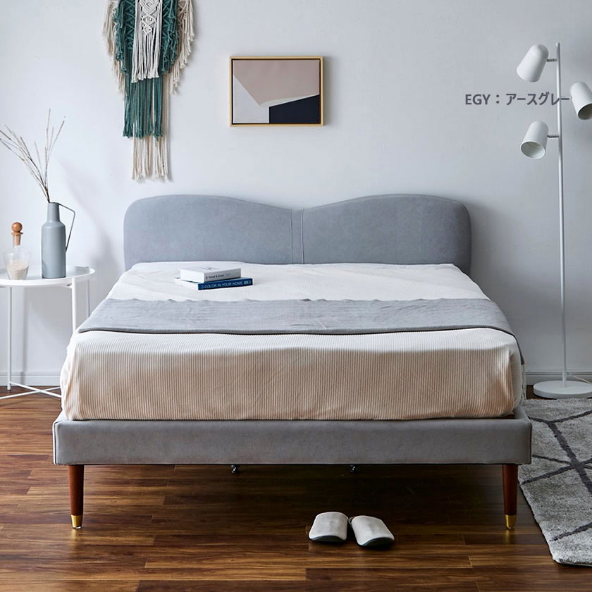 ララ ファブリックベッド ダブル ベッドフレームのみ 木製 すのこ