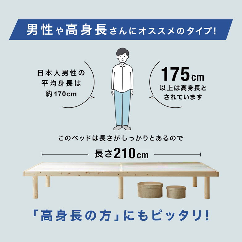 【ポイント10倍】バノン すのこベッド ダブル ロング 厚さ20cmポケットコイルマットレスマットレス付き 木製 長さ210cm 耐荷重500kgクリア 組立簡単 高さ4段階 【大型家具配送】