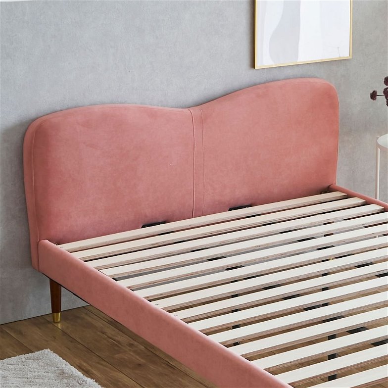ララ ファブリックベッド シングル 20cm厚ポケットコイルマットレスセット 木製 すのこ  すのこベッド シングルサイズ シングルベッド