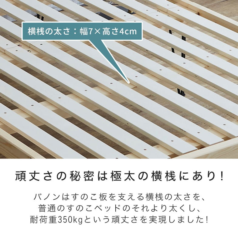 バノン すのこベッド ヘッドレスベッド アイアン脚 シングル シングルベッド 木製 ベッドフレーム 耐荷重350kg 組立簡単 ヴィンテージ調 インダストリアル