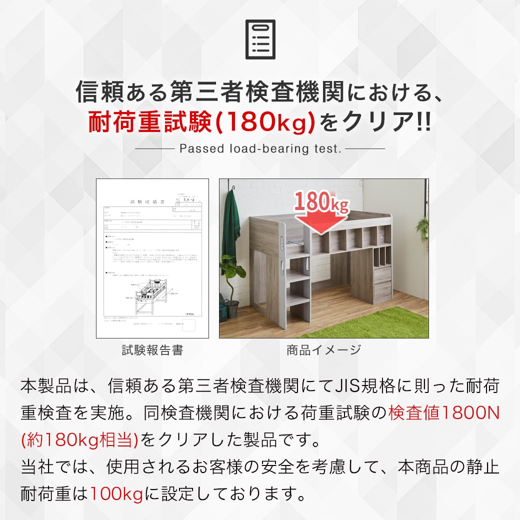 アレット ロフトベッド システムベッド シングル 木製 シェルフ