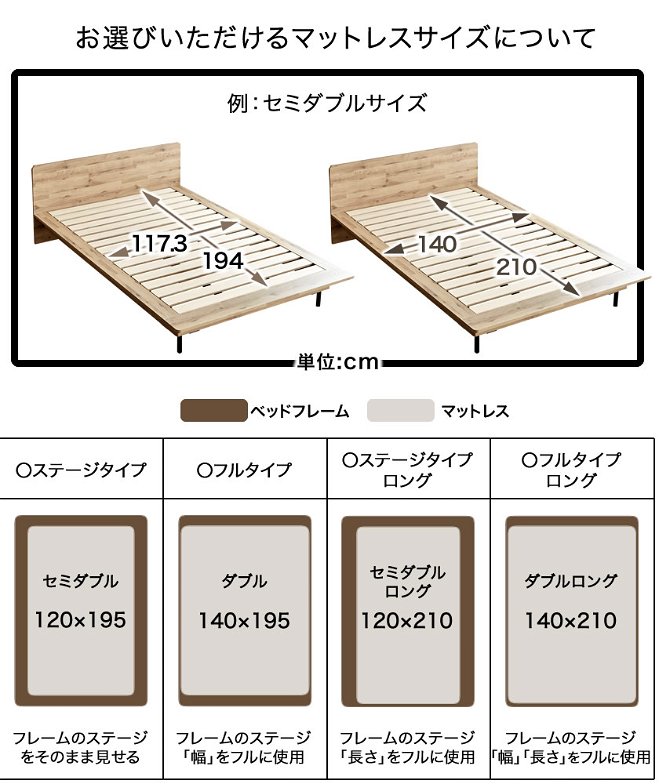 エゼル ステージベッド シングル フレーム単品 棚コンセント付き 高さ２段階調整 すのこベッド ステージベッド 脚付きベッド