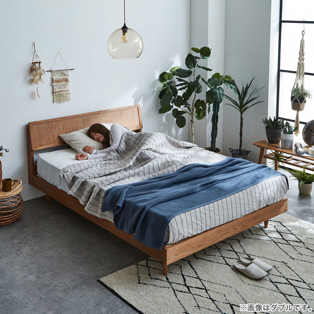 ビレ ラタンベッド すのこベッド ダブル 厚さ15cmポケットコイル