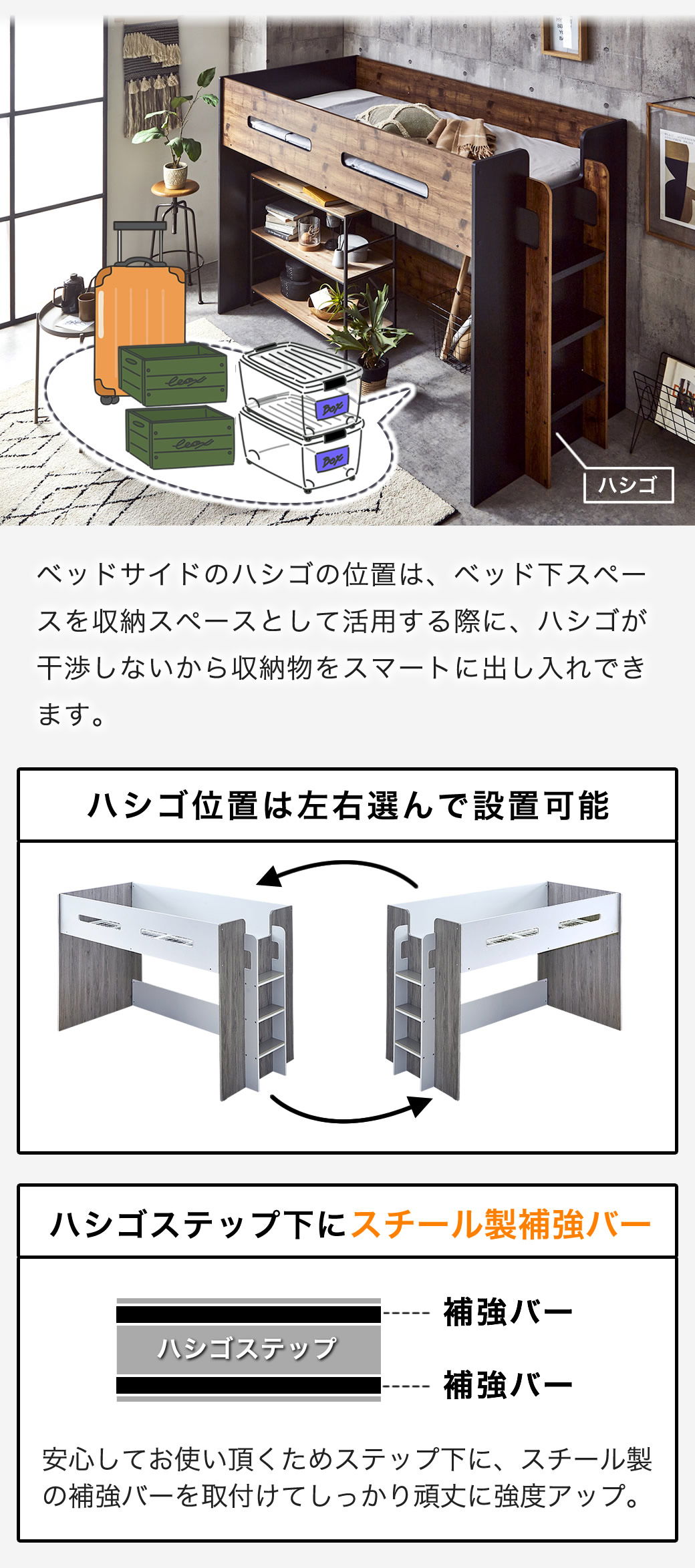 ハシゴ 左右選んで設置