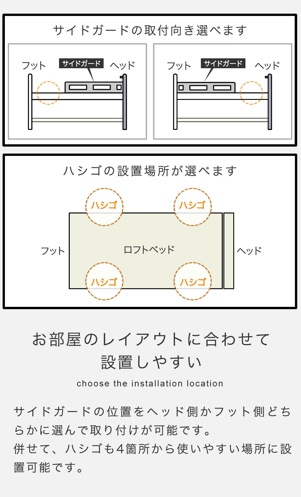 ハシゴの位置は選べます