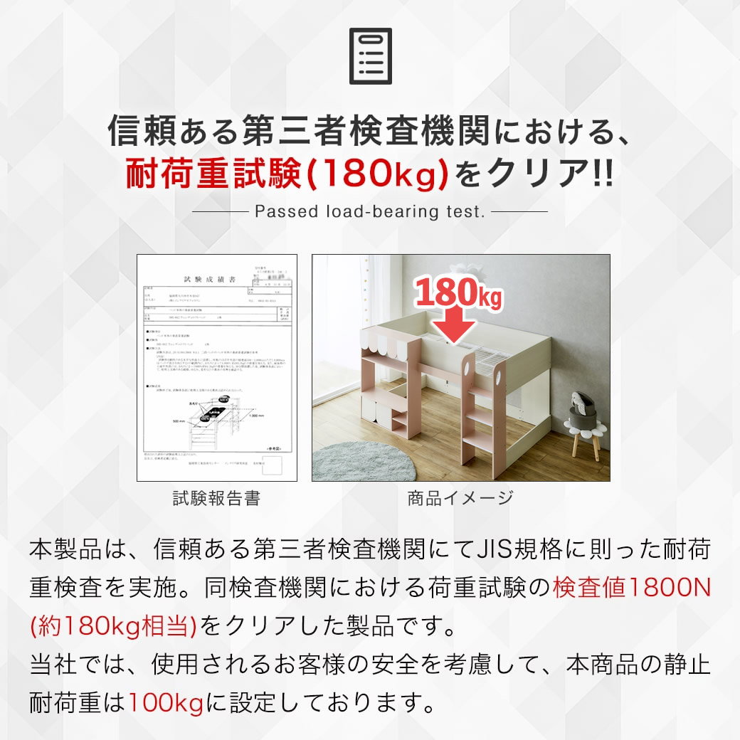 ウェンディ ロフトベッド シングル 高さ120cm 棚付き 収納付きベッド