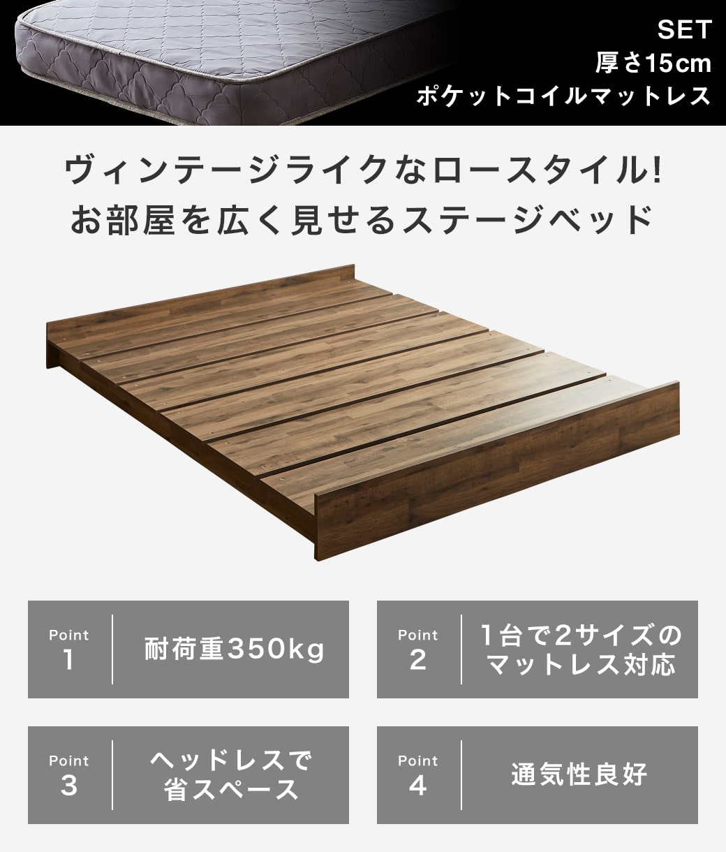 ポイント10倍】アーデン ステージベッド ローベッド 耐荷重700kgクリア