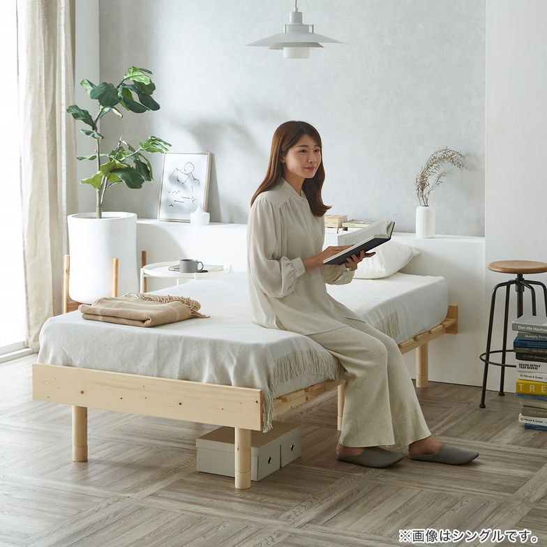 【ポイント10倍】マーヴィン すのこベッド セミシングル ショート 三つ折りウレタンマットレスセット 木製 頑丈 ヘッドレス 高さ3段階