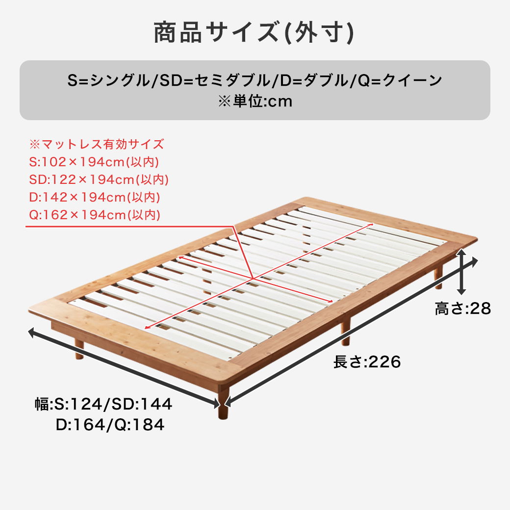 ステージベッド Evans クイーン すのこベッド ロータイプ ヘッドレス