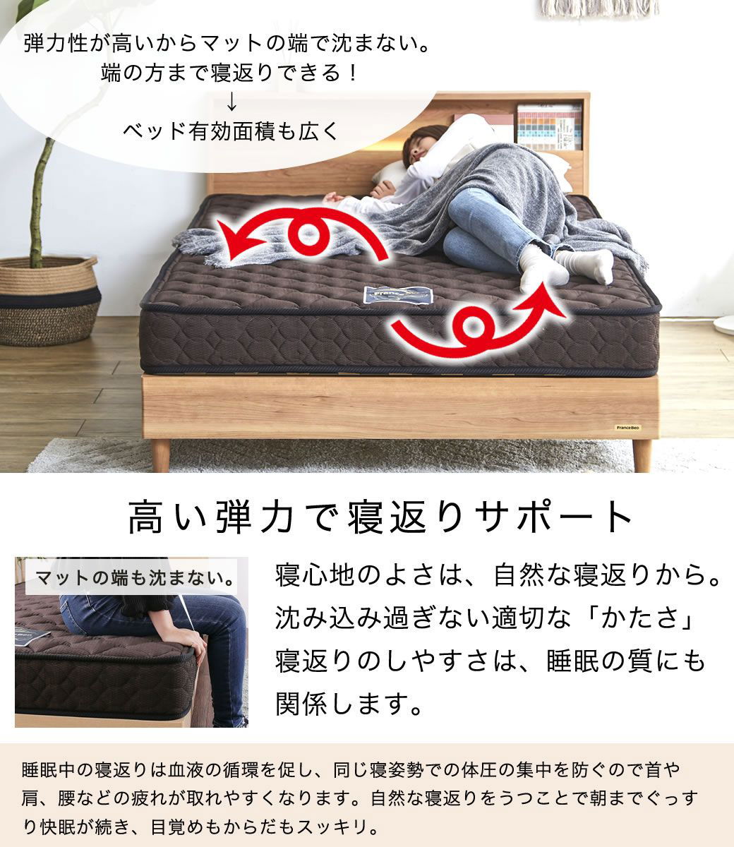 フランスベッド マットレス クイーン 超硬い 高密度スプリング