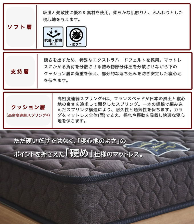 フランスベッド マットレス クイーン 超硬い 高密度スプリングマットレス マルチラススーパースプリング 2年保証 IFM-002 日本製【M有料引取】 【大型家具配送】