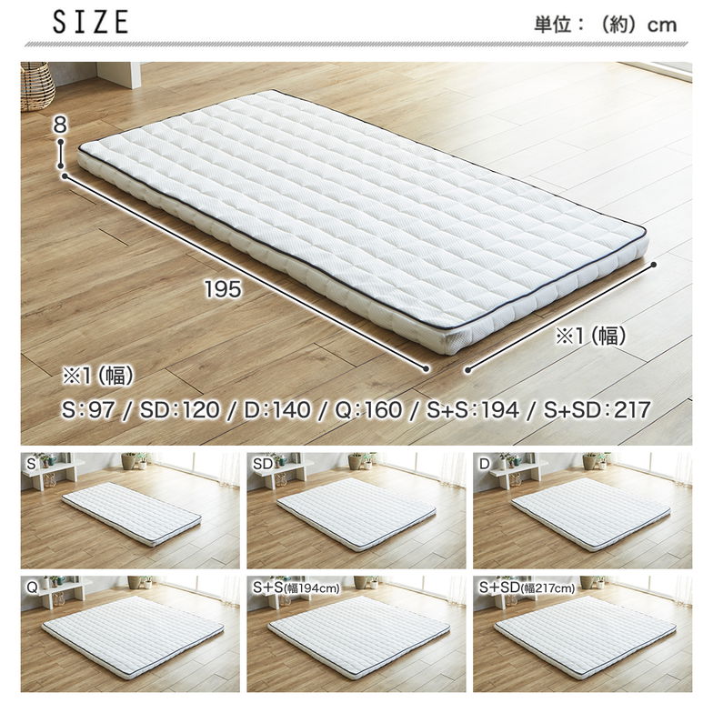 ネルコ ポケットコイルマットレス ネルコンシェルジュ マットレストッパー 8cm厚 薄型 洗えるカバー ウレタン 体圧分散 竹繊維 消臭 抗菌 やわらか ホワイト セミダブル