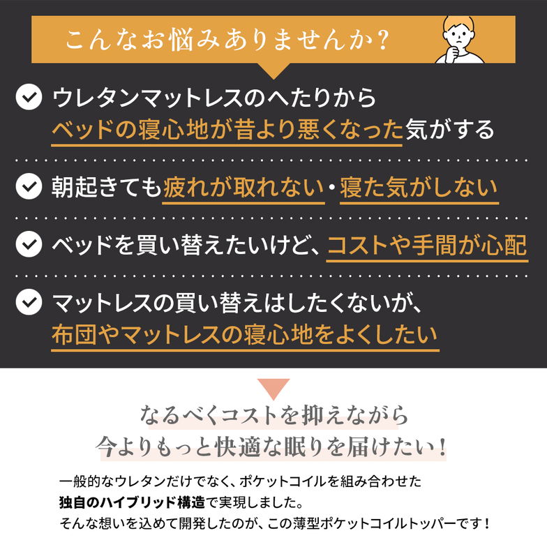 ネルコ ポケットコイルマットレス ネルコンシェルジュ マットレストッパー 8cm厚 薄型 洗えるカバー ウレタン 体圧分散 竹繊維 消臭 抗菌 やわらか ホワイト 幅194cm