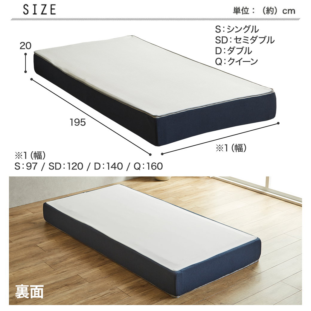 ポケットコイルマットレス ハイブリッドマットレス ダブル 20cm厚