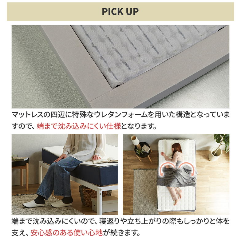 ネルコ ポケットコイルマットレス ネルコンシェルジュ ハイブリッドマットレス 20cm厚 スクエア 高品質ウレタン 3ゾーン エッジハード ホワイト クイーン