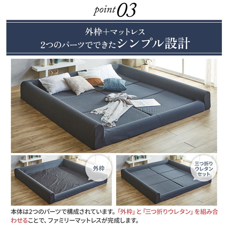 ファミリーマットレス ファミリーベッド マットレス ファミリーサイズ 三つ折りマットレスセット 折りたたみ コンパクト 幅247