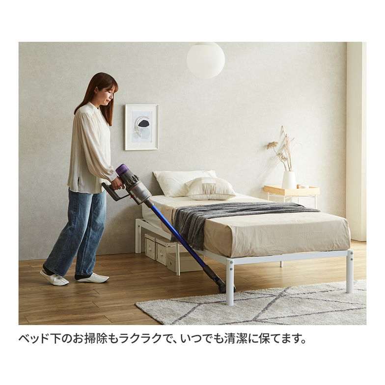 【ポイント10倍】パイプベッド ベッドフレーム すのこベッド ヌービス NUBIS ウッドスプリング アイアンベッド スチールベッド 体圧分散 シングル ホワイト ハイブリッドマットレス付